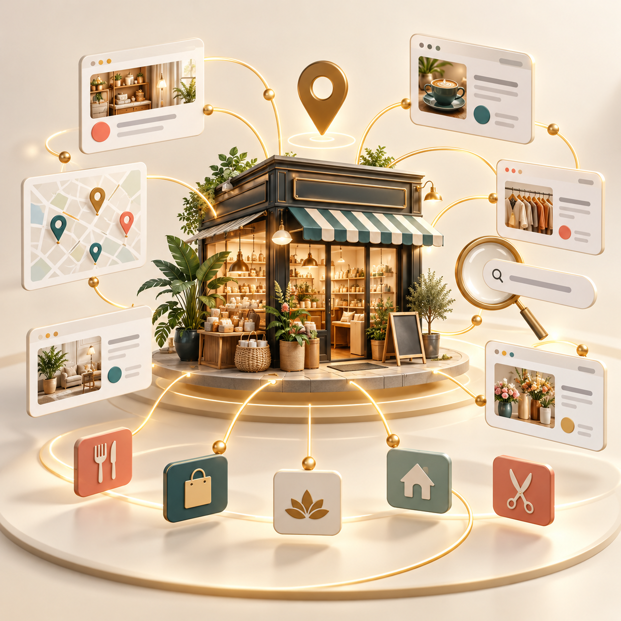 A local business connected to suitable online directories, maps, search and business categories