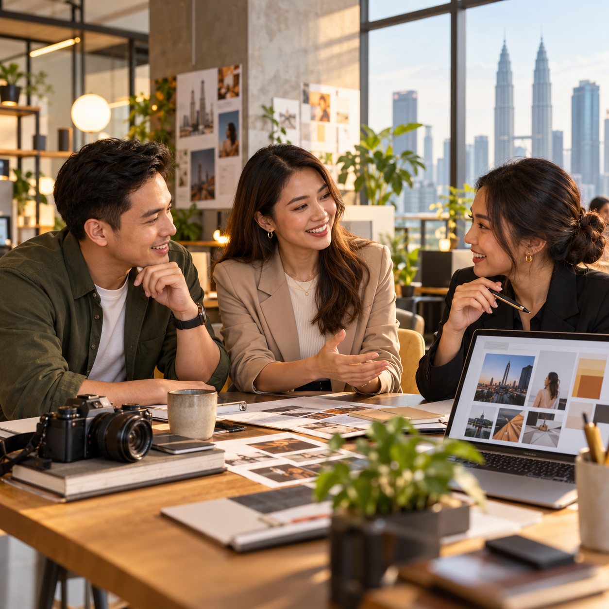 Malaysian business owner meeting a consultant and specialist marketing partner