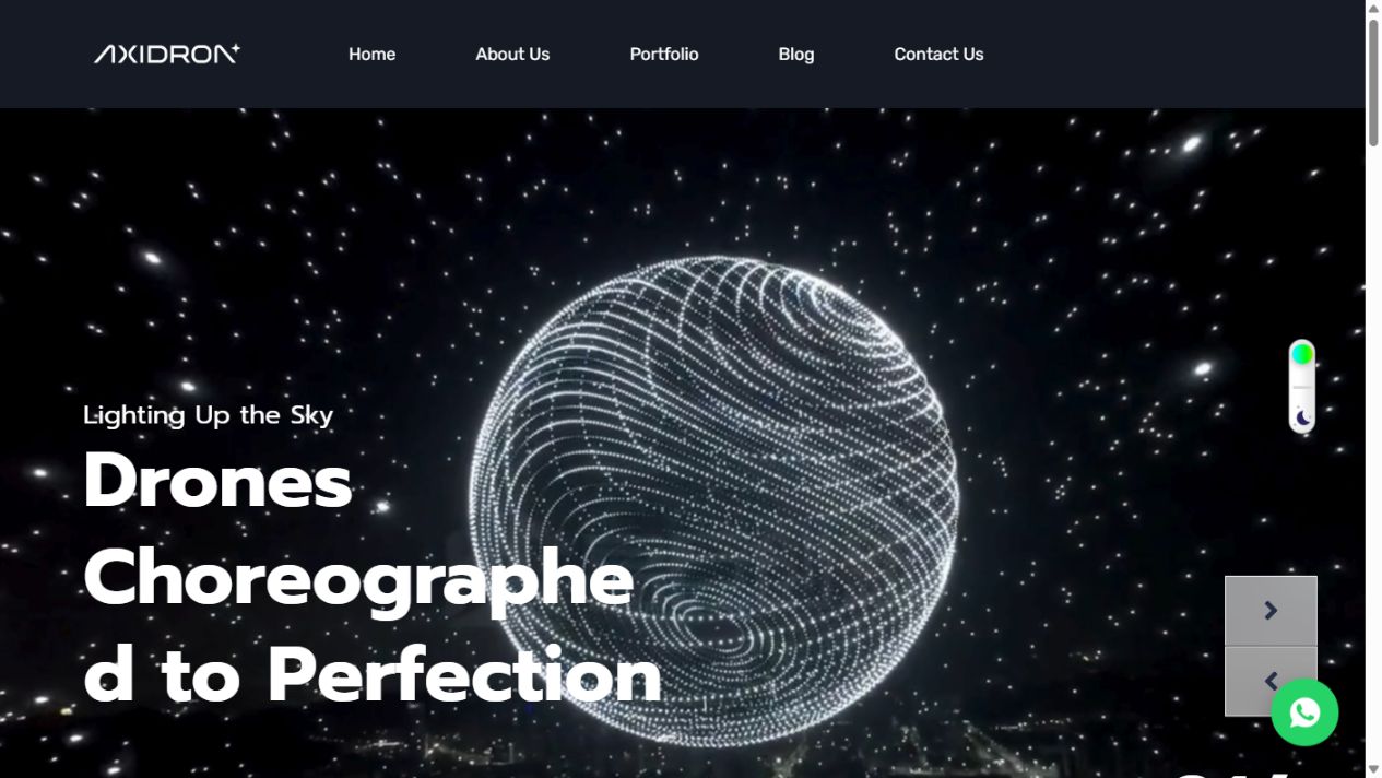 Axidron drone light show website preview