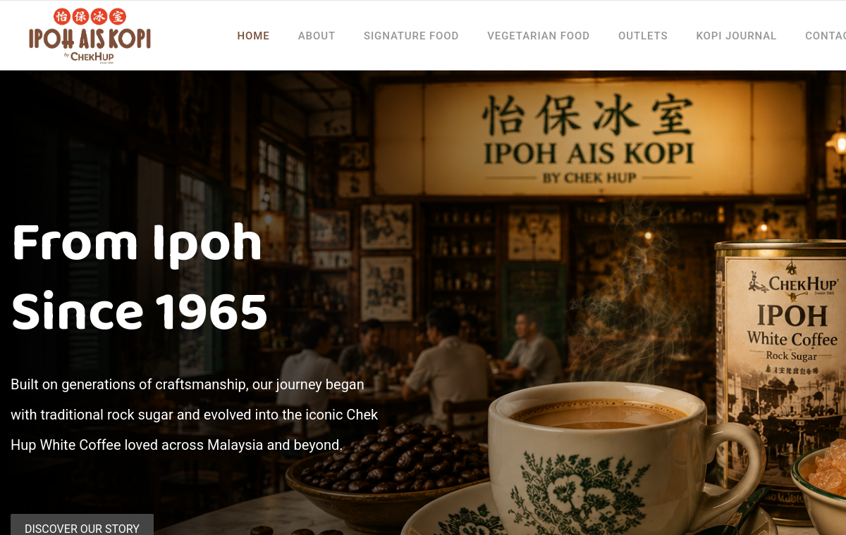 Ipoh Ais Kopi website preview