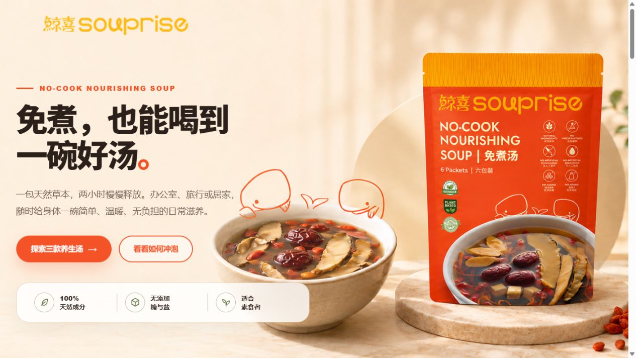 Souprise nourishing soup website preview